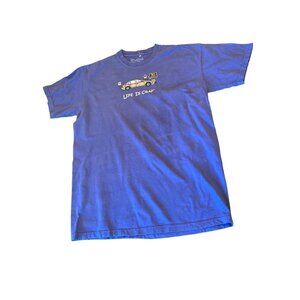 Life is Crap Blue Speeder Cop Police T Shirt Short Sleeve Size Large